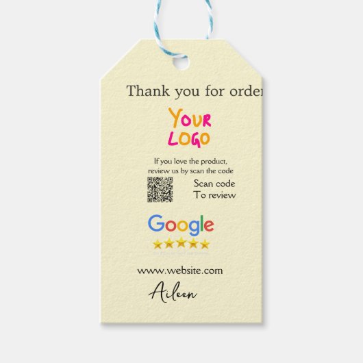 Danke Google Bewertungs-Scan QR Geschäft Geschenkanhänger (Vorderseite)