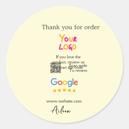 Danke Google Bewertungs-Scan-QR Geschäft Runder Aufkleber (Vorderseite)