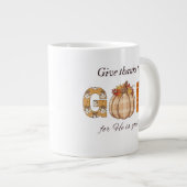 Danke Gott für Herbst-Kürbis-Kunst Jumbo-Tasse (Vorderseite Rechts)