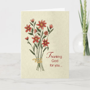 Danke Gott für Sie Rotes Blumenbouquet mit Natürli Karte