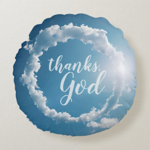Danke, Gott Wolken Fotografie Blauer Himmel  Rundes Kissen