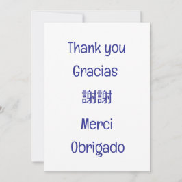 Danke-Gracias-謝謝-Merci-Obrigado Blank blau Dankeskarte