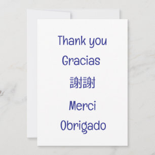 Danke-Gracias-謝謝-Merci-Obrigado Blank blau Dankeskarte