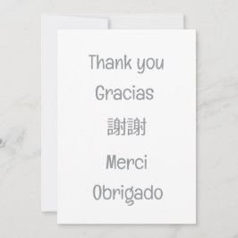 Danke-Gracias-謝謝-Merci-Obrigado Blank grau Dankeskarte