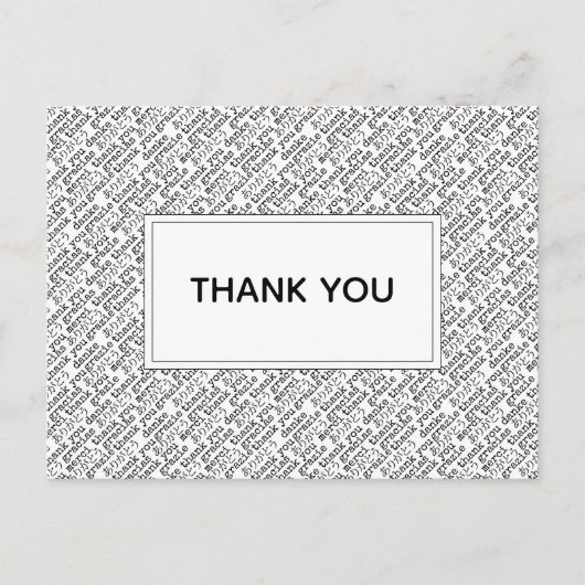 Danke Gracias Arigato Schwarz-weiß Dankbarkeit Postkarte (Vorderseite)