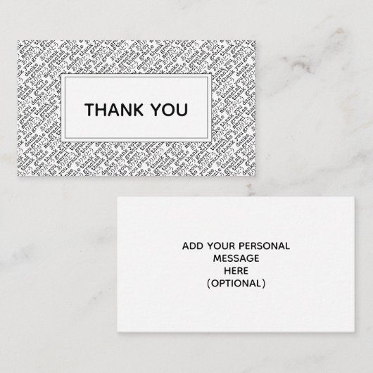 Danke Gracias Arigato Schwarz-weiß Dankbarkeit Visitenkarte (Vorne/Hinten)