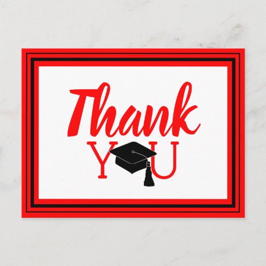 Danke, Grad Cap Red und Black Postkarte (Vorderseite)