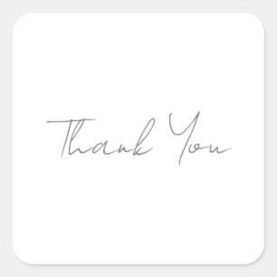 Danke Grau Handschriftlich Klassisch Chic Weiß Quadratischer Aufkleber
