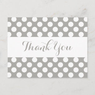 Danke Grau & Weiße Polka Punkte - Graue Hochzeit Postkarte
