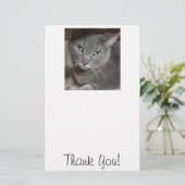 Danke/Graue Katze Briefpapier (Stehend Vorderseite)