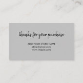Danke Gray | Moderne Minimalistische Handschrift Rabattkarte (Rückseite)