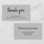 Danke Gray | Moderne Minimalistische Handschrift Rabattkarte (Vorne/Hinten)