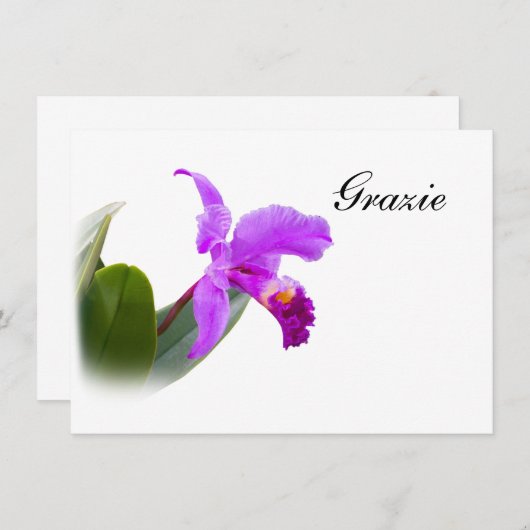 Danke, Grazie, Italienisch, Orchid Card Mitteilungskarte (Vorne/Hinten)