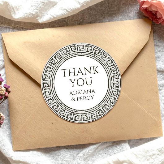 Danke Grecian Party Stone Griechisches Schlüsselmu Runder Aufkleber