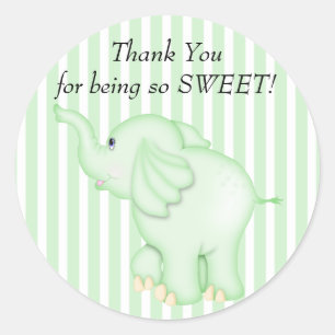 Danke, Green Elephant Baby Dusche Runder Aufkleber