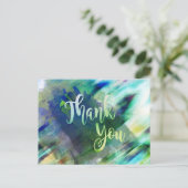 Danke, Green Limon Watercolor Glitzer Postkarte (Stehend Vorderseite)
