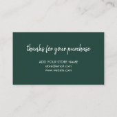 Danke Green | Moderne Minimalistische Handschrift Rabattkarte (Rückseite)