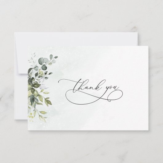 Danke Greenery Minimalistische Script Card (Vorderseite)