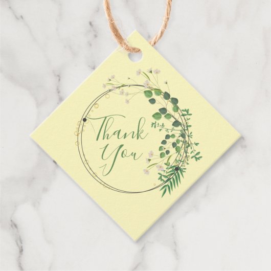 Danke Greenery Tiny Blume Wreath Geschenkanhänger (Vorderseite)