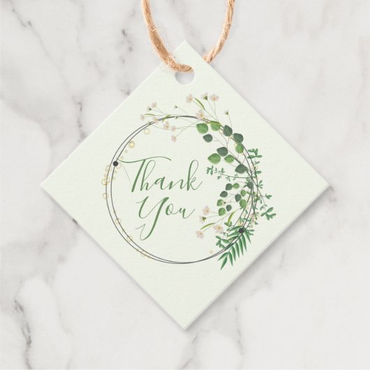 Danke Greenery Tiny Blume Wreath Geschenkanhänger (Vorderseite)