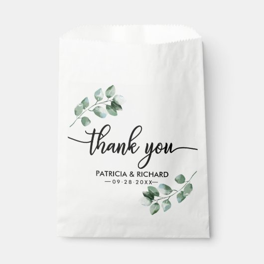 Danke Greenery Wedding Geschenktütchen (Vorderseite)