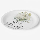 Danke Greenery White Pumpkin Erntedank Pappteller (Schrägansicht)