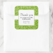 Danke: Grünes 70. Geburtstagsstatusmuster Quadratischer Aufkleber (Tasche)