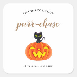 danke halloween Cat puff Small Business Quadratischer Aufkleber