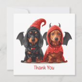 Danke Halloween Dackel Hunde Devil Bat (Vorderseite)