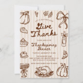 Danke Hand Draodle Erntedank Dinner Einladung (Vorderseite)