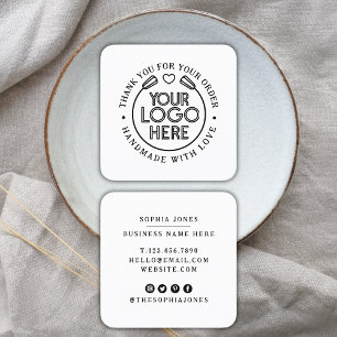 Danke Handgefertigt mit Liebe Business Logo Herz Quadratische Visitenkarte
