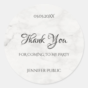 Danke Handgeschriebene Schriftvorlage Marble Chic Runder Aufkleber