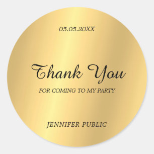 Danke Handgeschriebener Schrifttext Glam Gold Chic Runder Aufkleber