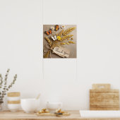 Danke Handgezeichnete Wildblumen, Weizenhalme Poster (Küche)
