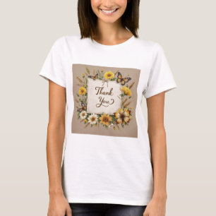 Danke Handgezeichnete Wildblumen, Weizenhalme T-Shirt