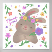 Danke: Hase mit Blumen Poster (Vorne)