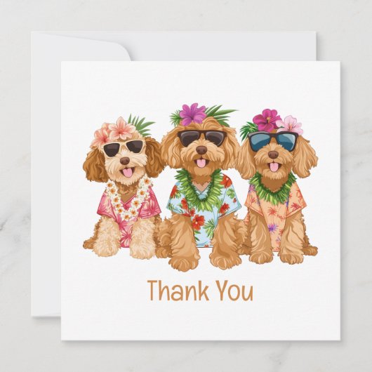 Danke Hawaiian Goldendoodle Hunde Blumen Lei (Vorderseite)