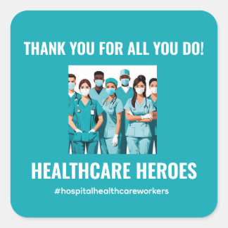 Danke HealthCare Heroes Nurse Doctor Quadratischer Aufkleber