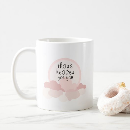Danke Heaven für Sie | Rosa und neutrale Wolken Kaffeetasse (Mit Donut)