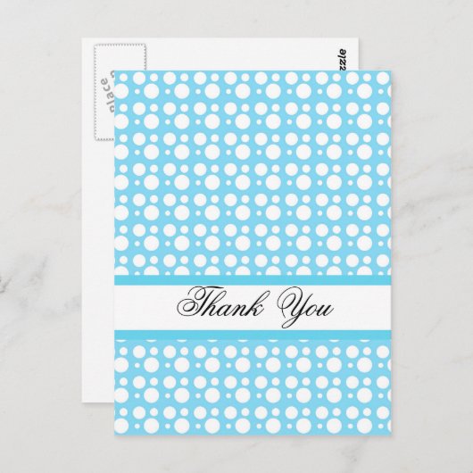 Danke, hellblaue Punkte Postkarte (Vorne/Hinten)