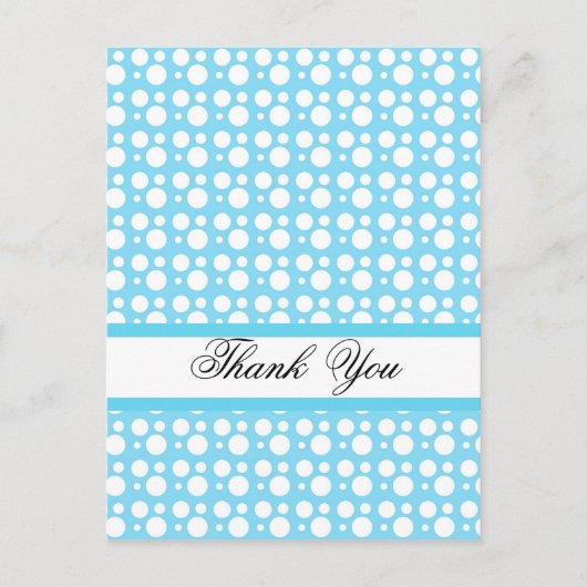 Danke, hellblaue Punkte Postkarte (Vorderseite)