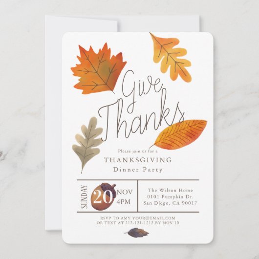 Danke Herbst-Erntedank-Abendessen Einladung (Vorderseite)