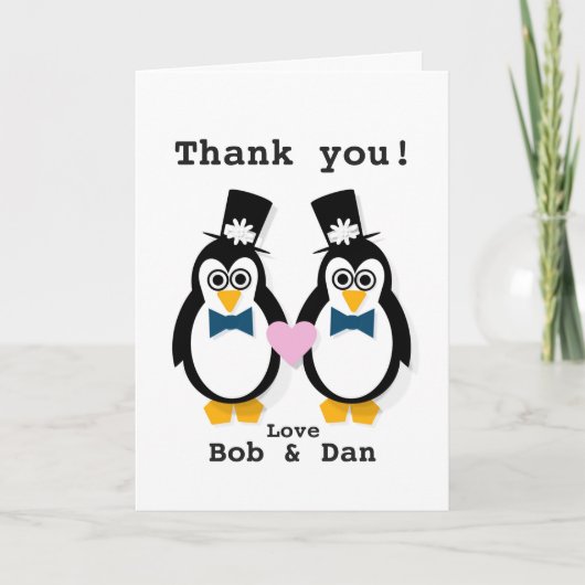 "Danke!" Herr u. Herr Customisable Penguin Card Dankeskarte (Vorderseite)