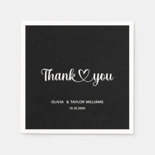 Danke Herz Minimalist Schwarz Und Weiß Serviette
