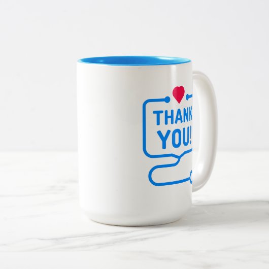 Danke| Herz - Stethoskop Zweifarbige Tasse (VorderseiteRechts)