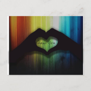 Danke, Herzen mit Regenbogen-Holz zu übergeben Dankeskarte