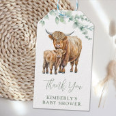 Danke Highland Cow Boho Greenery Baby Shower Geschenkanhänger