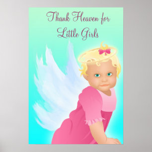 Danke Himmel für kleine Mädchen Baby Shower Banner Poster