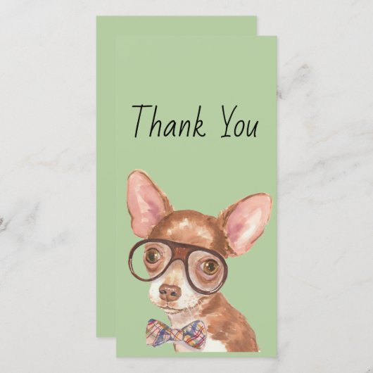 Danke, Hipster Chihuahua Dankeskarte (Vorne/Hinten)