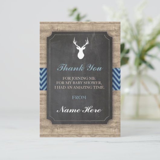 Danke Hirsch-rustikale Karten-Holz-Kreide (Stehend Vorderseite)
